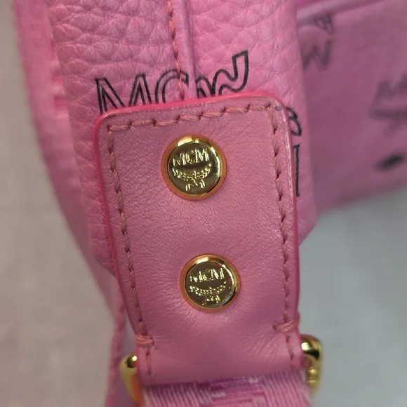 MCM Stark Visetos Pink Studded Backpack